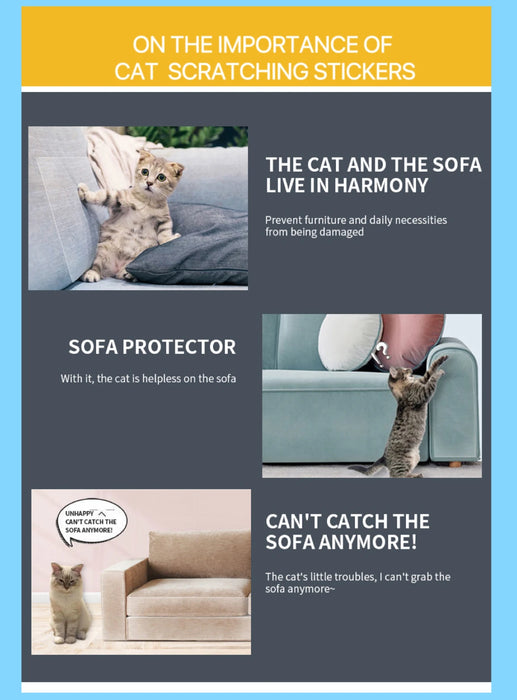 Anti-Scratch Tape for Cats! Furniture Protectors for Cats, Transparent Self-Adhesive Pet Training Tape